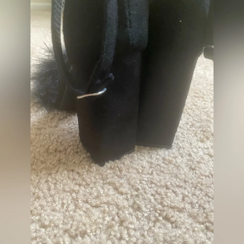 FAUX FUR BLOCK HEELS